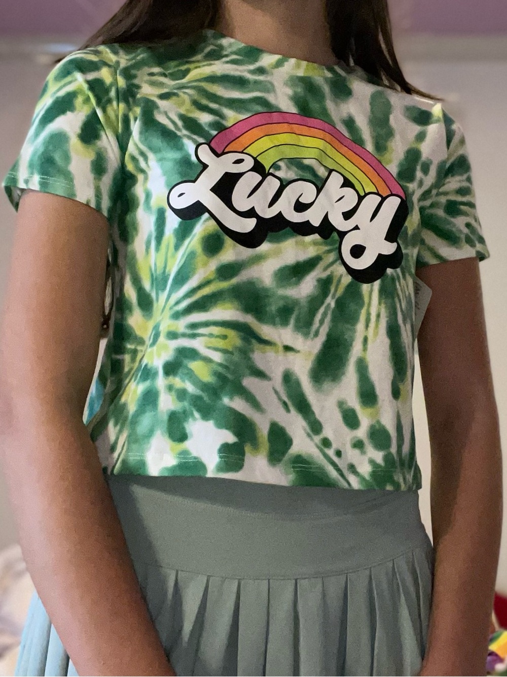 Lucky Green Tie-Dye Kids Short Sleeve Tee